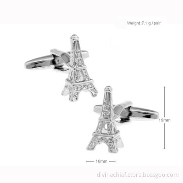 Exclusive Custom Paris Eiffel Tower Shape Metal Cufflinks, Wholesale Mens Suit Shirt Cufflinks